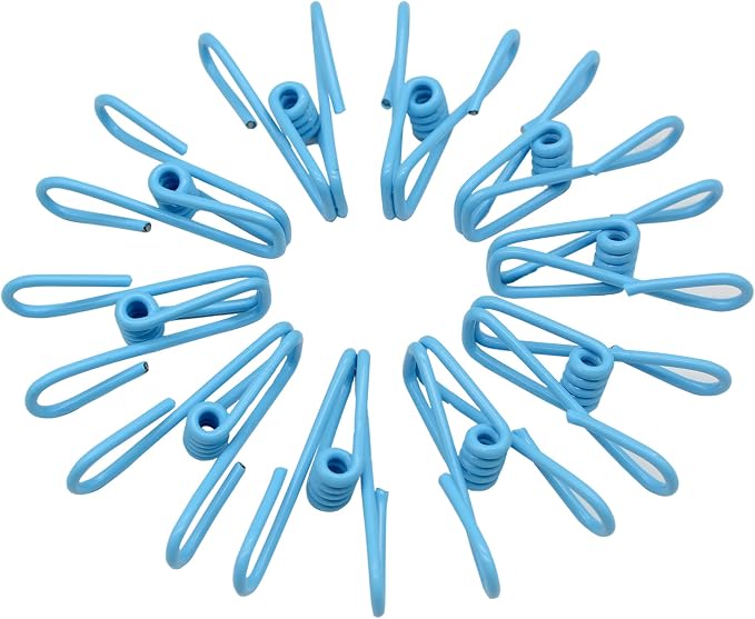30 Pcs 2 Inch Blue Chip Clips, PVC Coating High Elasticity Strength Clothes Pins by Yansanido