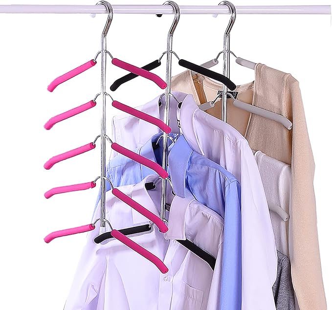 3 Pack 5 in 1 Hangers Blouse Tree Hangers Non Slip Space Saving Clothes Hanger - Image 7