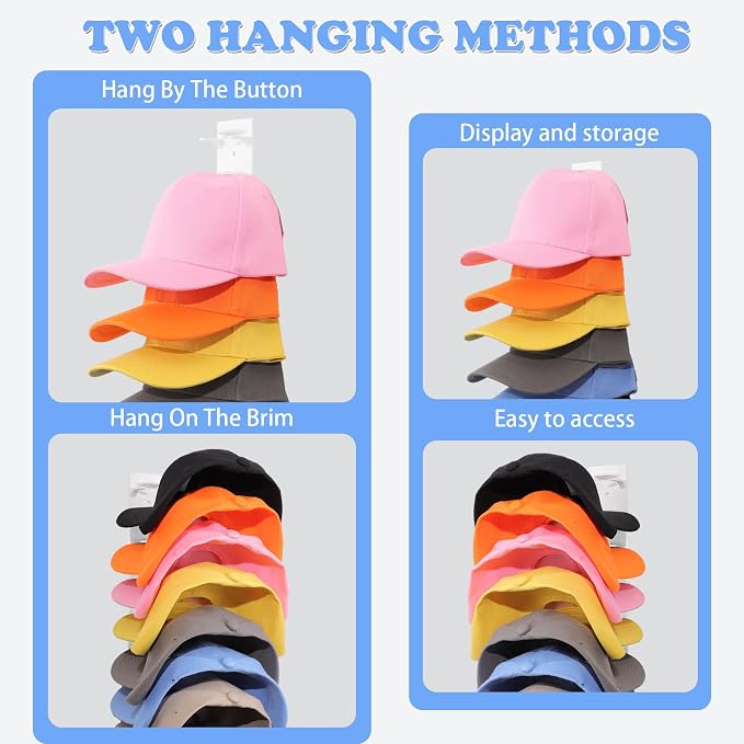 Hat Organizer for Baseball Caps, 2 Pack Hat Rack for Wall Hold up to 18 Hats - Image 4