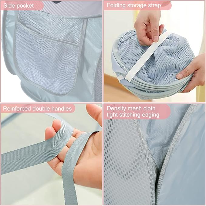 4 PCS Mesh Laundry Hamper, Collapsible Laundry Baskets, 75L Large Foldable - Image 3
