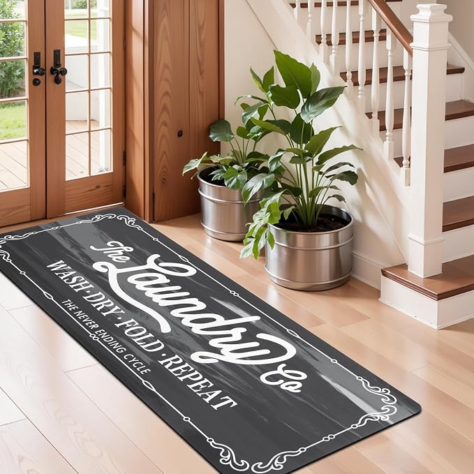 Pauwer Laundry Room Rug Runner 24"x60" Waterproof Rubber Laundry Mat Non Slip - Image 6