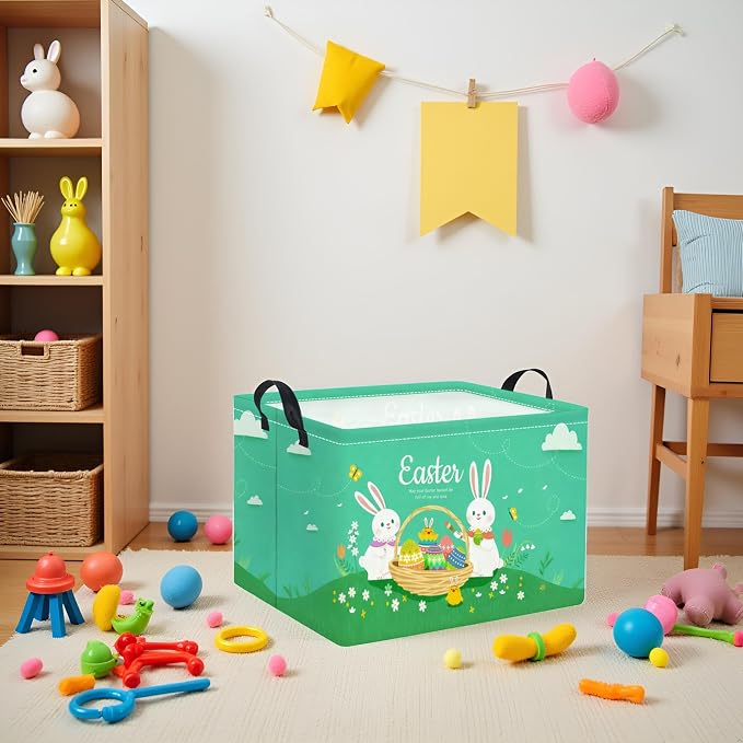 Rectangular Easter Basket for Home Kitchen Baby Girls Basket Cute Storage Bin - Image 4