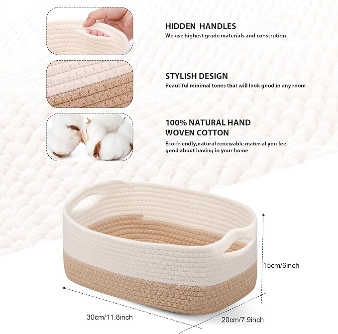 Sawysine 6 Pcs Cotton Rope Woven Basket - Image 2