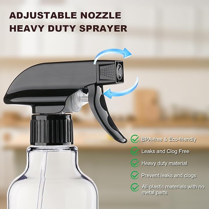 Plastic Spray Bottle 16.9oz Empty Spray Bottles Refillable Container Trigger - Image 2