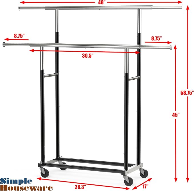 Simple Houseware Standard Double Rod Garment Rack - Image 6