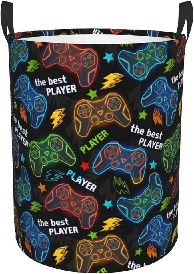 Video Game Controller Colorful Laundry Hamper Bag - Image 9