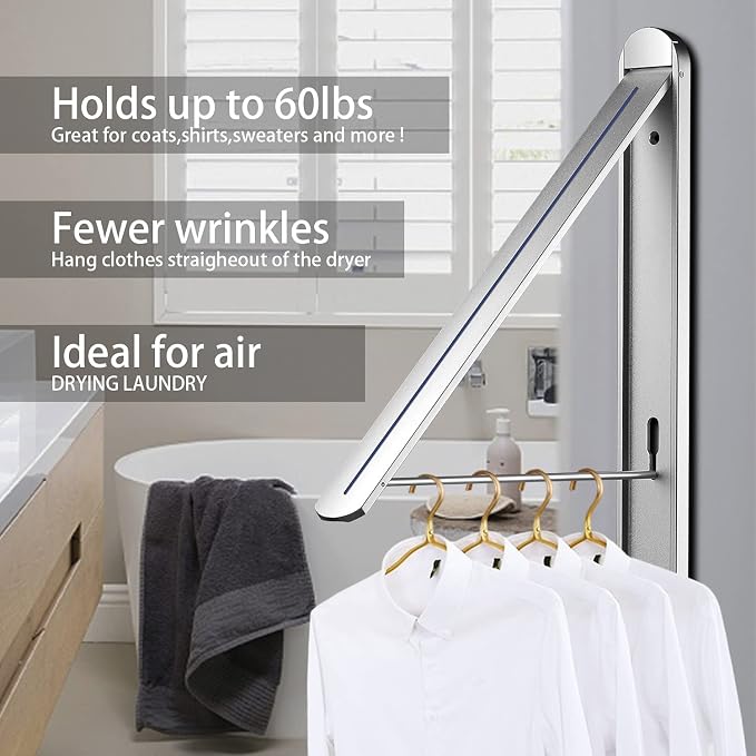 Clothes Drying Rack Folding Indoor And Outdoor Universal, Wall Mounted Folding - Image 4