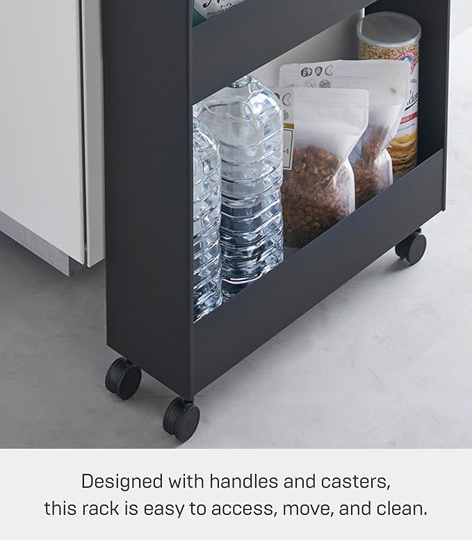YAMAZAKI Home Tower Slim 4-Tier Rolling Storage Cart – Mobile Organizer - Image 6
