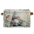 White Rabbit Gnome Christmas Print Rectangular Storage Bin Basket by DOMIKING