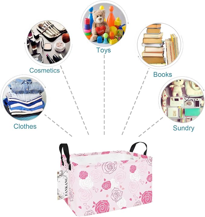 FANKANG Storage Bins, Nursery Hamper Canvas Laundry Basket Foldable - Image 7