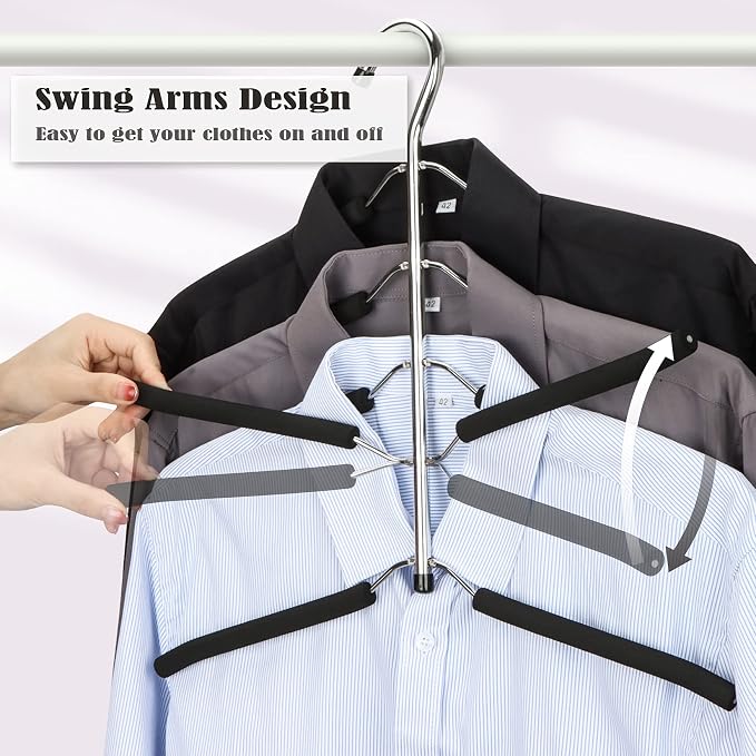 Hangers Space Saving Clothes Hanger 2 Packs Swing Arm Non Slip Padded Coat - Image 4