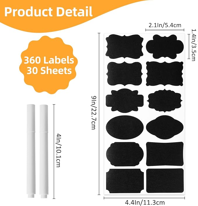 360Pcs Chalkboard Labels – 2.1x1.4 Inch Reusable Blackboard Stickers - Image 2