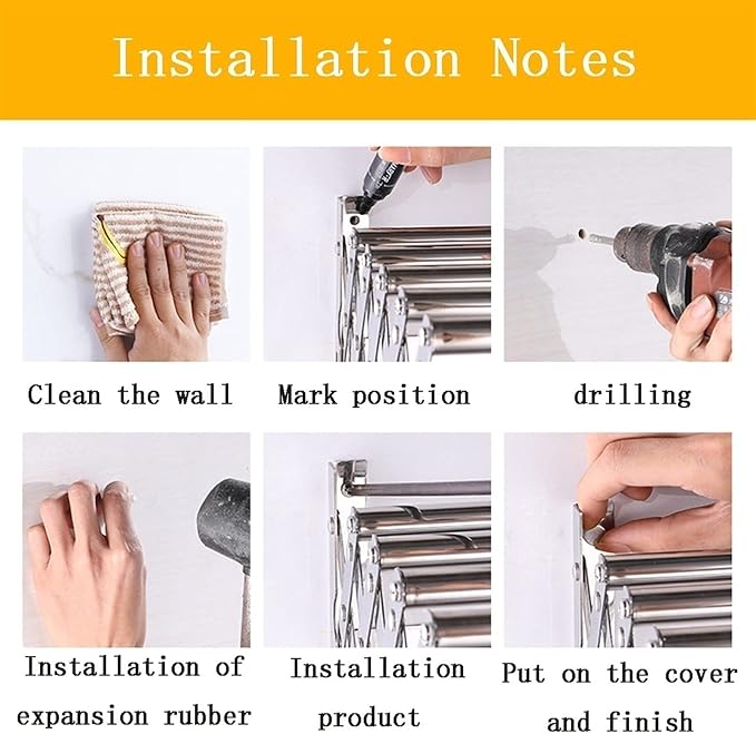 Wall Mounted Laundry Drying Rack Dryer Clothes Airer Foldable Indoor Sturdy - Image 6