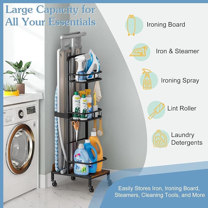 Ironing Board Hanger, Iron and Ironing Board Holder No Wall Mount, Laundry Room - Image 4