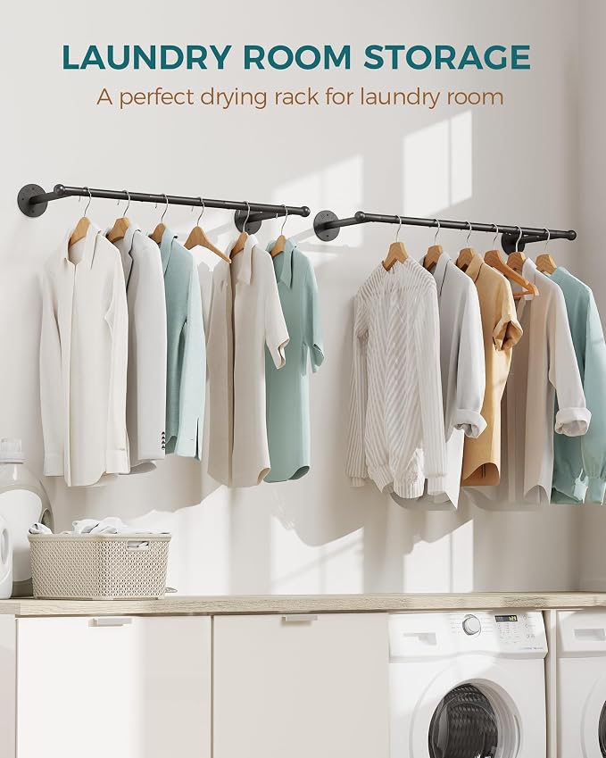 OROPY Industrial Pipe Clothing Rack Set of 2, Wall Mounted Clothes Rack - Image 7