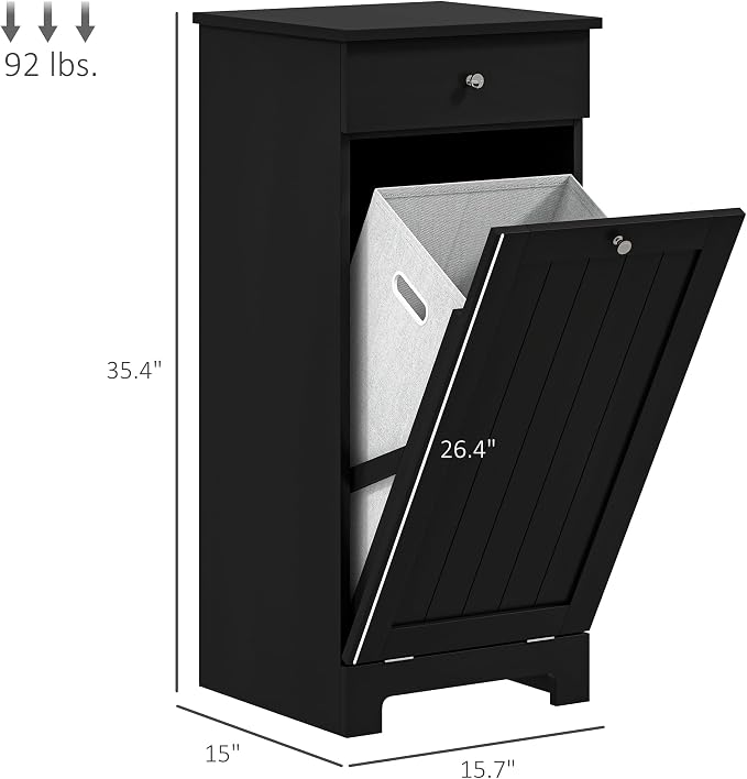 HOMCOM Laundry Cabinet with Removable Basket, Tilt Out Laundry Hamper with - Image 3