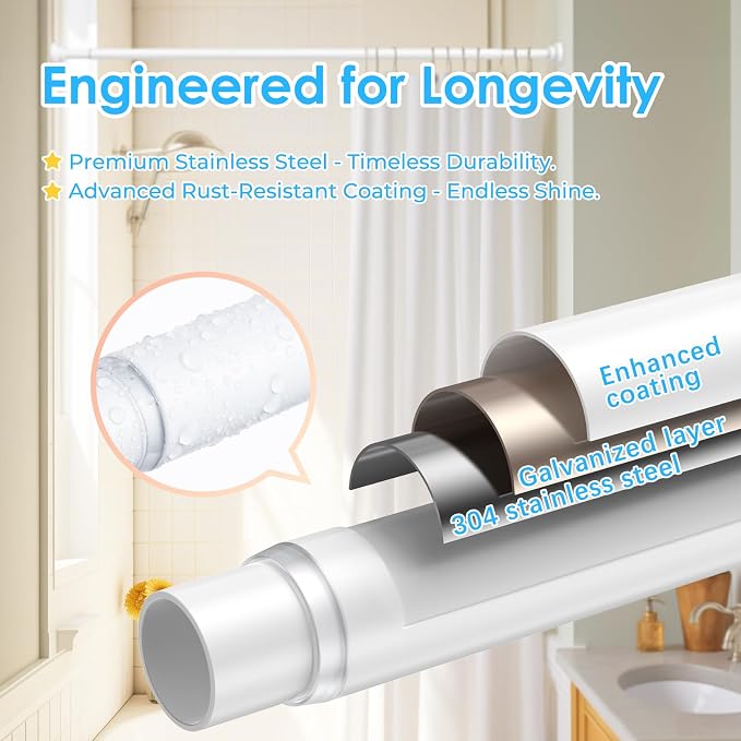 AIZESI Shower Rod Tension 42-98 Inch, Shower Rods - Image 4