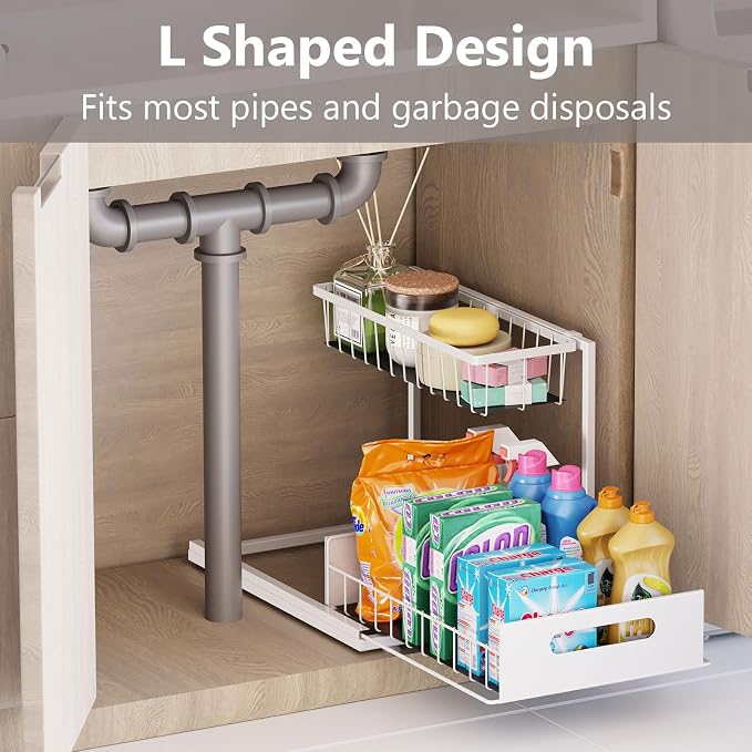 Under Sink Organizers and Storage 2 Tier Slide Out Kitchen Cabinet Organizer - Image 2