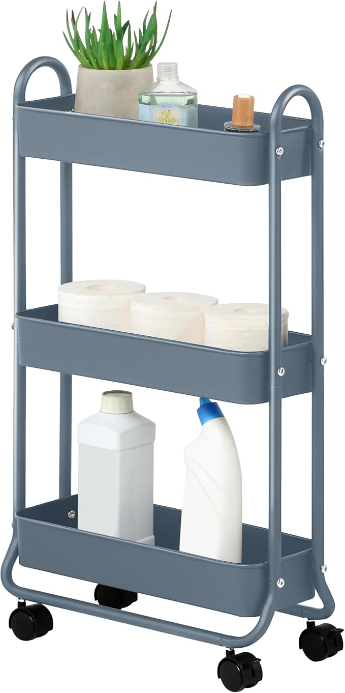 SunnyPoint Slim Rolling Storage Cart, 3 Tier Bathroom Storage Organizer Bathroom by SunnyPoint