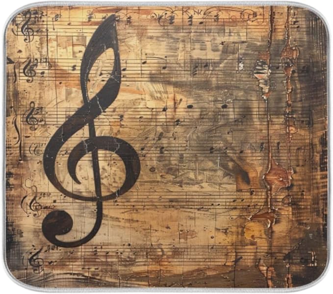 Stylish Music Score Notes Absorbent Dish Drying Mat, 16 x 18 Inch Microfiber - Image 4