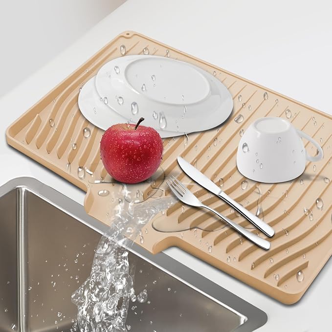 Silicone Dish Drying Mat for Kitchen Countertops and Sinks, 19 x13.7 Inch Non by DTXIAQIAO