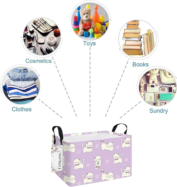 FANKANG Storage Bins, Nursery Hamper Canvas Laundry Basket Foldable - Image 7