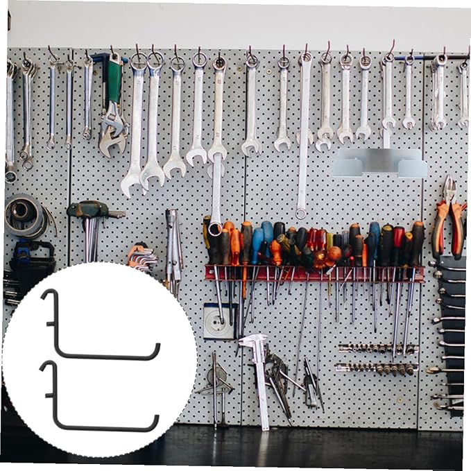 4pcs Black Metal Pegboard Hooks - Image 5