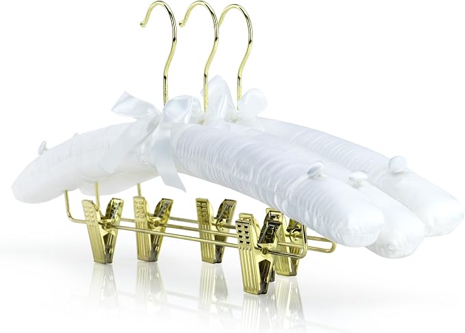 HANGERWORLD Pack of 5 White Satin Padded Hangers by Hangerworld