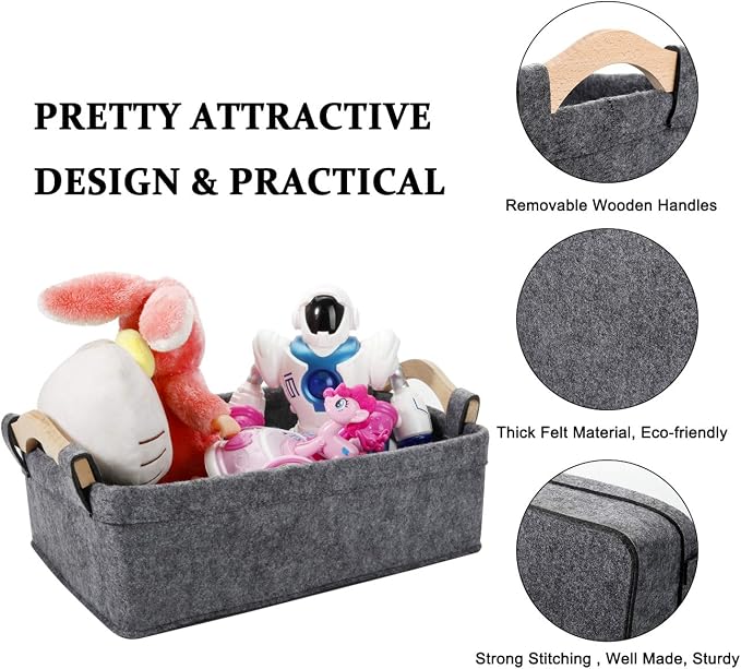 Small Storage Basket Soft Felt Collapsible Baskets Storage Bins - Image 6
