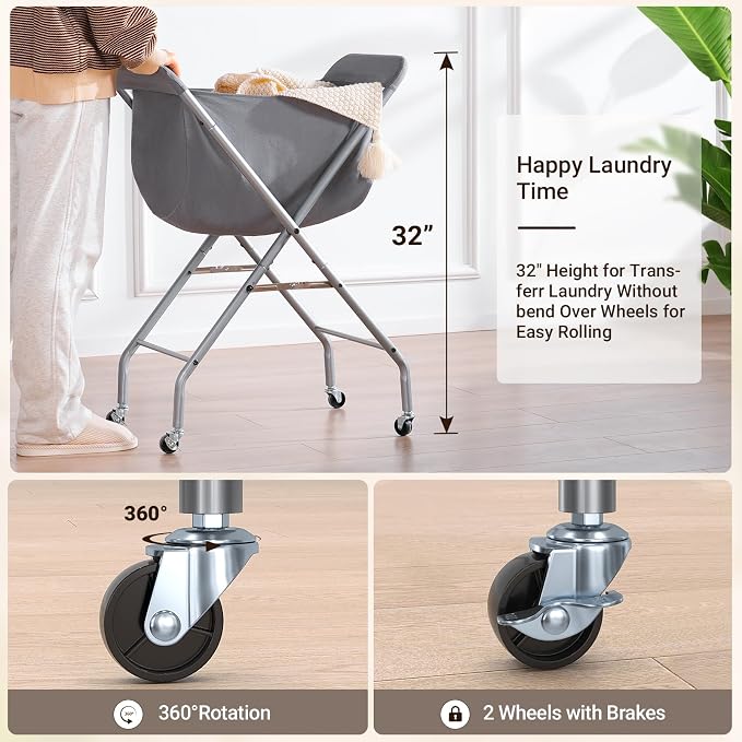 ELYKEN Corner Shower Caddy Standing & Laundry Cart - Image 5