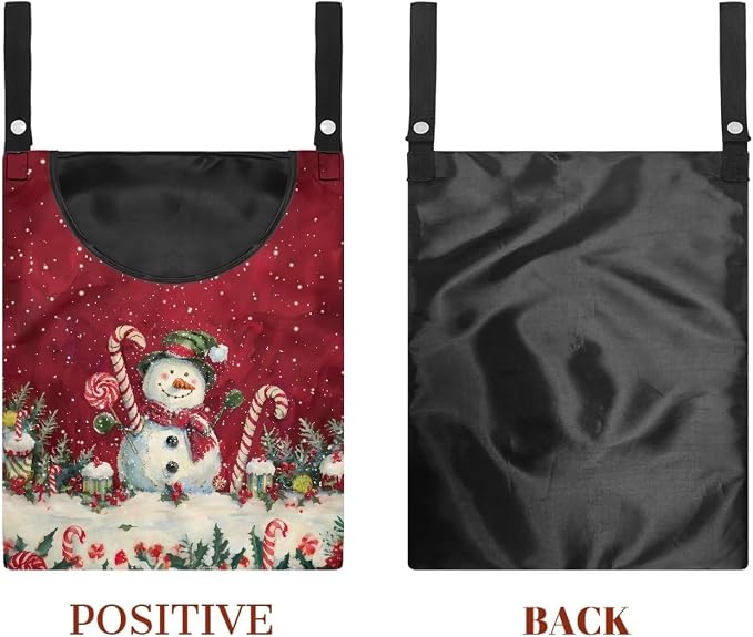 Snowman Candy Cane Clothespin Bag Reusable Laundry Clothes Pin Holder - Image 7