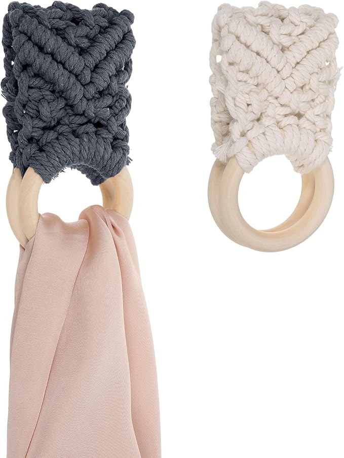 2 Pcs Handmade Crochet Dish Towel Holder Boho Kitchen Dish Towel Holders Knit by Unknown