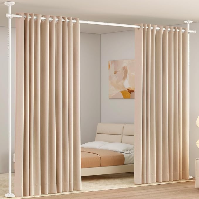 Room Divider Curtain Rod, No Drilling Room Separator by SUNALLY