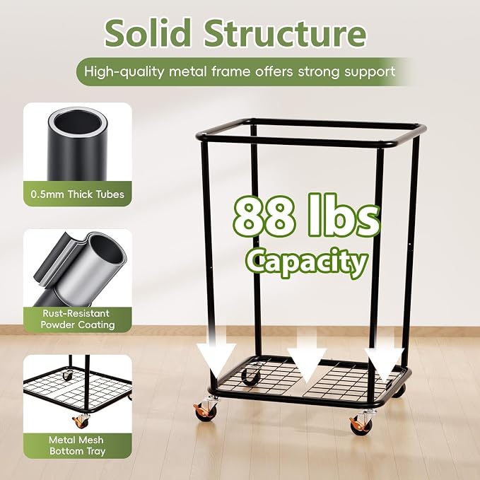 150L Laundry Basket with Wheels, Rolling Laundry Hamper with Cloth Cover - Image 6