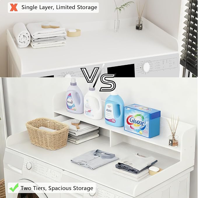 Fabuday 2-Tier Wood Washer Dryer Countertop - Image 5