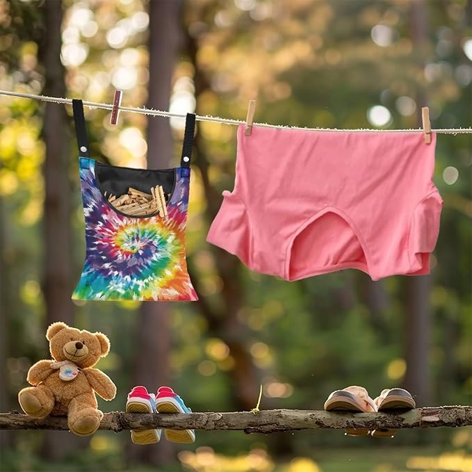 Rainbow Tie Dye Hanging Clothes Pin Bag - Image 3
