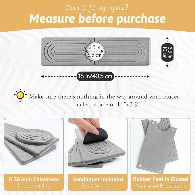 Diatomite Sink Protector for Kitchen, Super Absorbent Soap Drying Ttray Sponge - Image 2