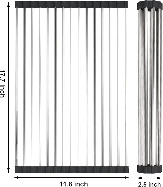 Searik Stainless Steel Over The Sink Dish Drying Rack, Roll Up Foldable Kitchen - Image 2