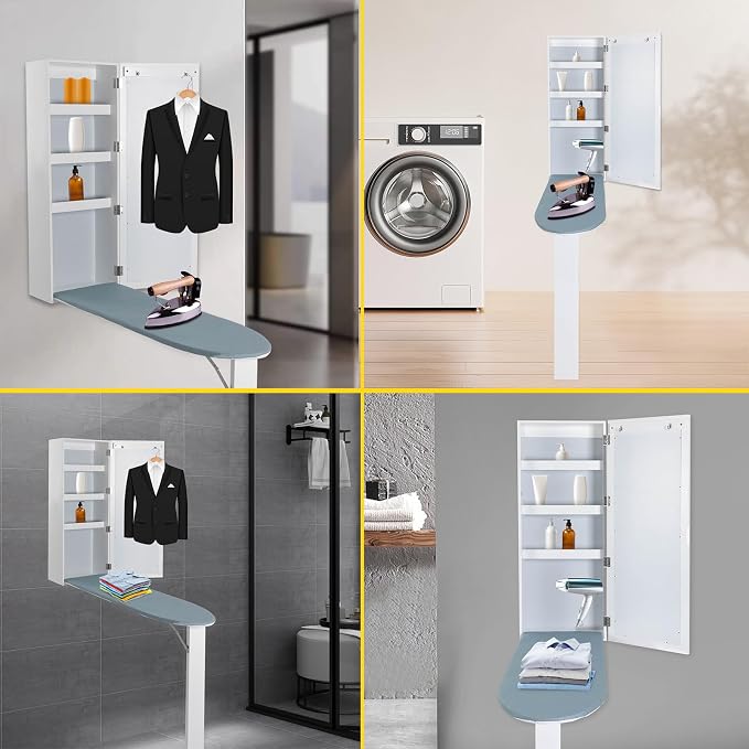 Wall-Mounted Ironing Board, Ironing Board Cabinet, in-Wall Recessed Ironing - Image 6