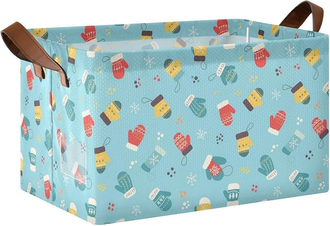 Christmas Gloves Blue Storage Bins Large Baskets Boxes Foldable Fabric Storage by Unknown
