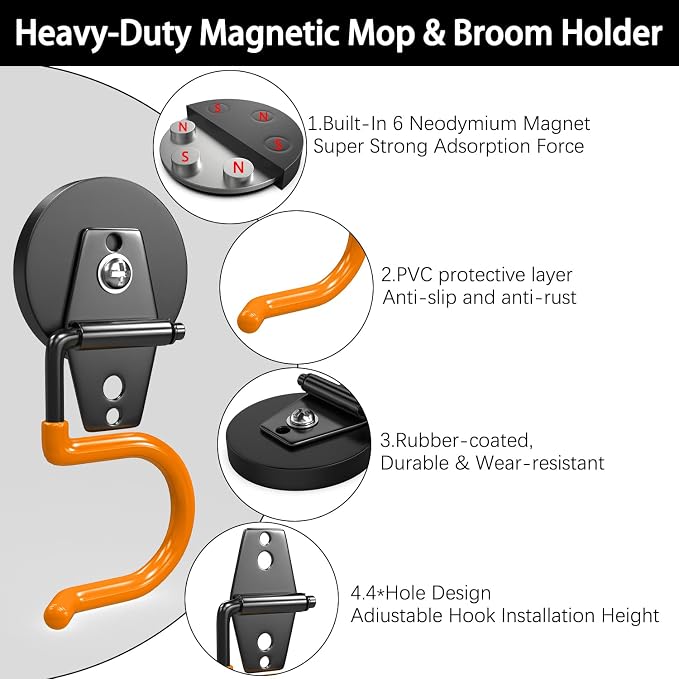 3-H Hook Magnets Heavy Duty 4 Pack, J Shape Strong Magnetic Hooks - Image 5