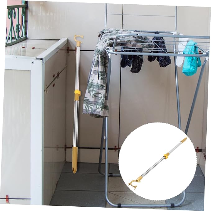 Stainless Steel Retractable Clothesline Pole Extendable Valet Rod - Image 7