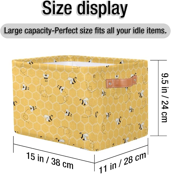 Honeycomb Bee Storage Basket Collapsible Storage Bin Large Fabric Storage Boxes - Image 6