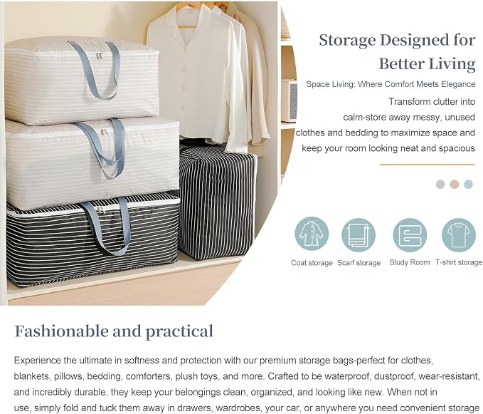 77L Storage Bag for Clothes, Comforters, Stuffed Toys, Jackets - Image 7