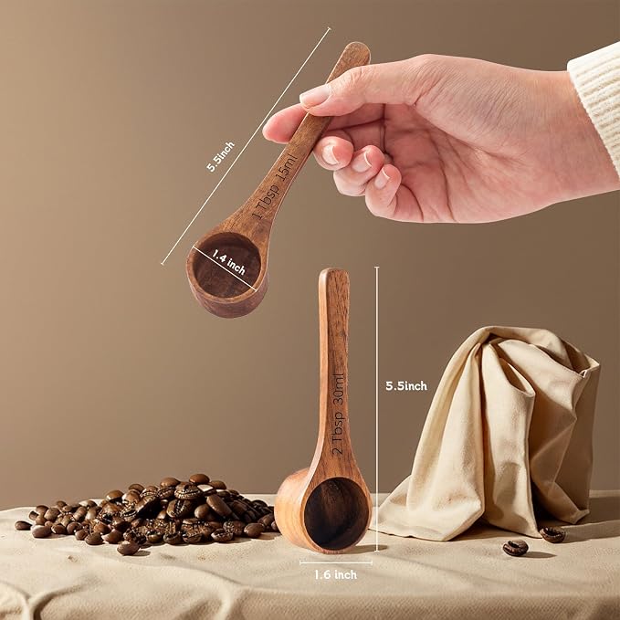 4PCS-Wood Scoop Acacia Wooden Scoops Solid Multipurpose Coffee Scoops - Image 2