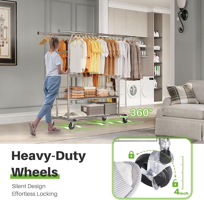 HOKEEPER Heavy Duty Clothes Rack Load 635 LBS, Clothing Rack - Image 5