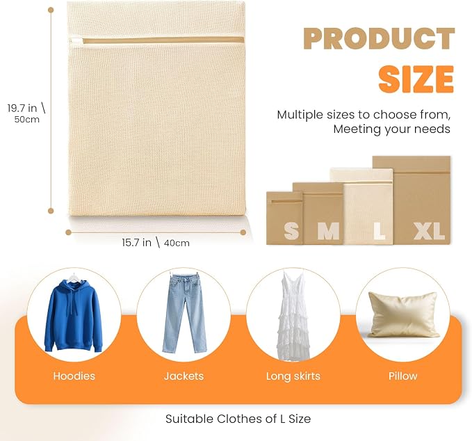 4Pcs Large Cotton Mesh Laundry Bags - Image 5
