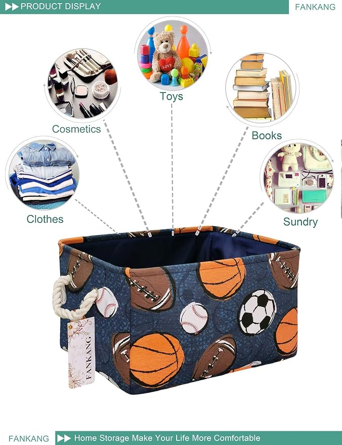 FANKANG Rectangular Laundry Basket Nursery Storage Fabric Storage Bin Storage - Image 3