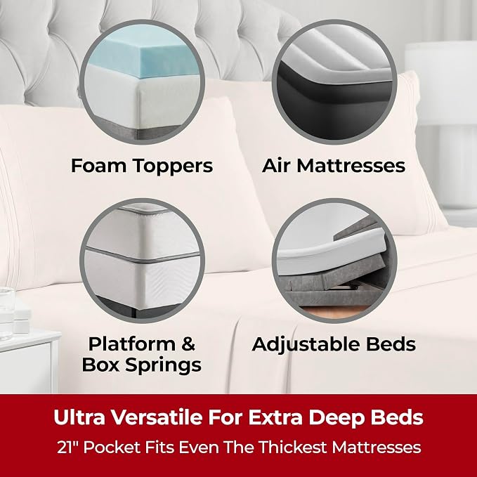 Mellanni Extra Deep Split King Sheets - Image 2