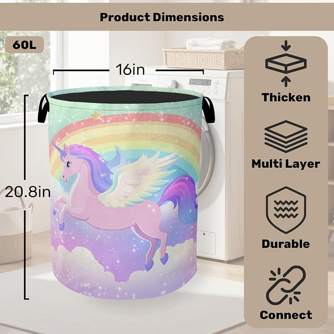 Rainbow Unicorn Foldable Laundry Hamper - Image 2